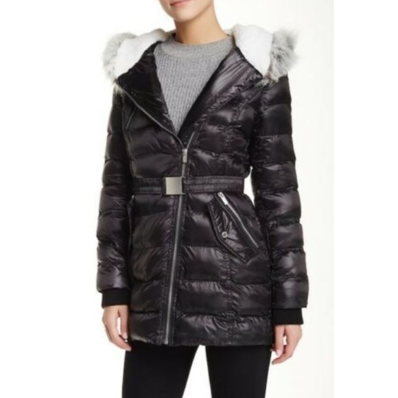 RACHEL Rachel Roy Jackets & Blazers - Rachel Roy Fleece Lined Fur Trim Hooded Jacket